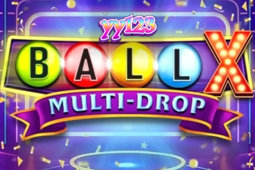 Tampilan visual neon dari slot Ball X Multi-Drop dengan simbol buah dan jackpot.